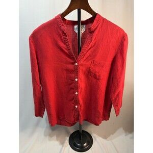 WOMEN'S  TALBOTS  3/4 SLEEVE BUTTON DOWN RED BLOUSE SIZE L VERY NICE